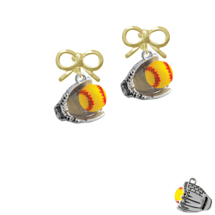 Extra Large Softball and Glove Crystal Clip On Earrings Image 10