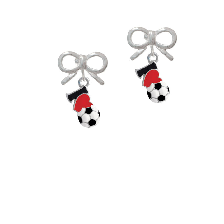 I love Soccer - Red Heart Crystal Clip On Earrings Image 9