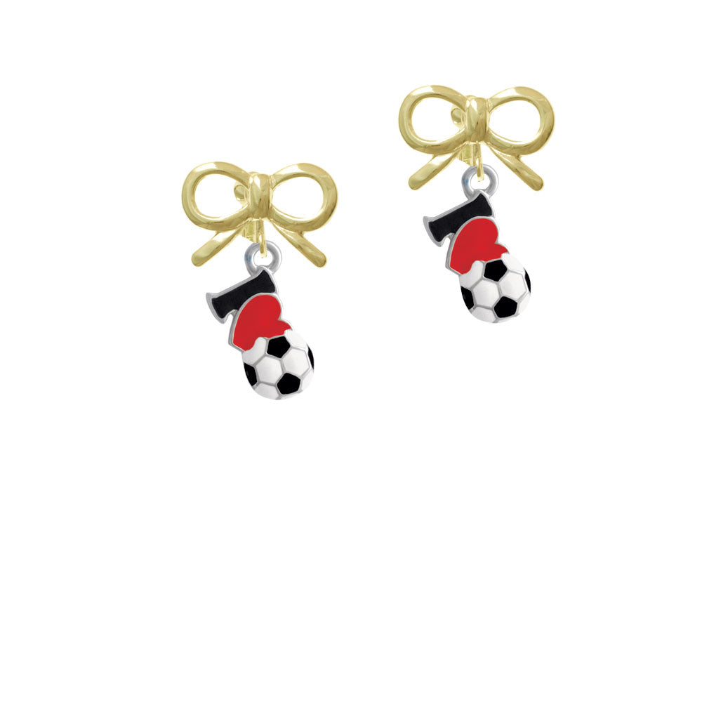 I love Soccer - Red Heart Crystal Clip On Earrings Image 10