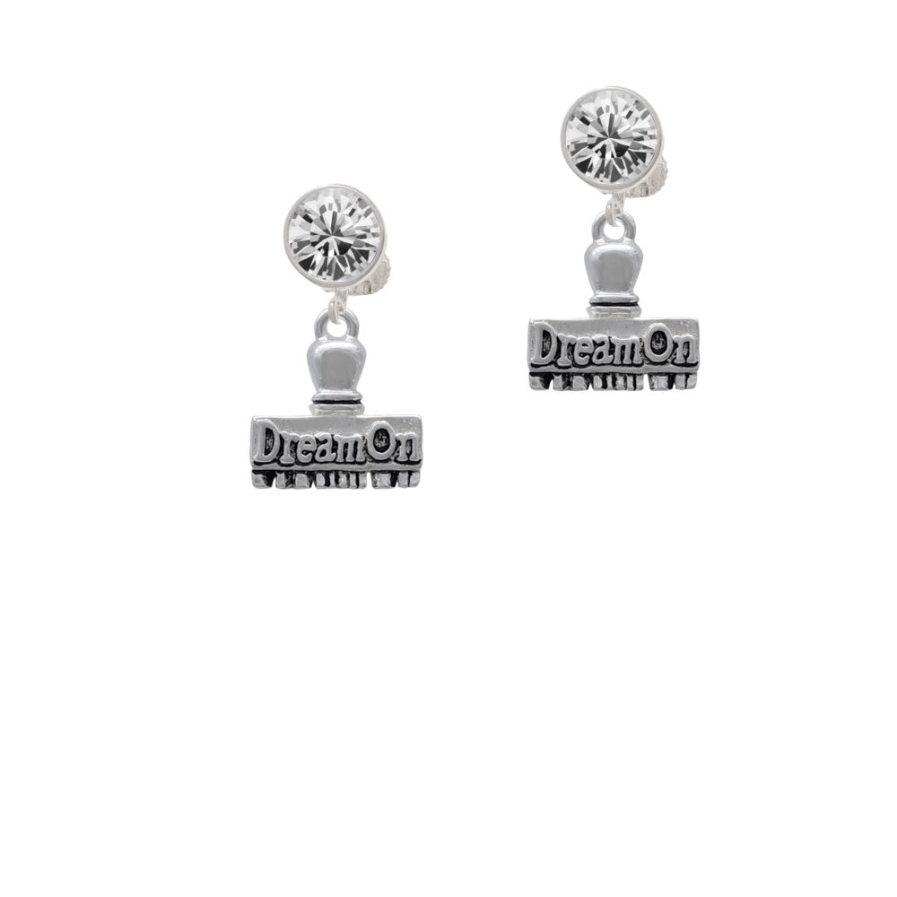 3-D Dream On Stamp Crystal Clip On Earrings Image 2