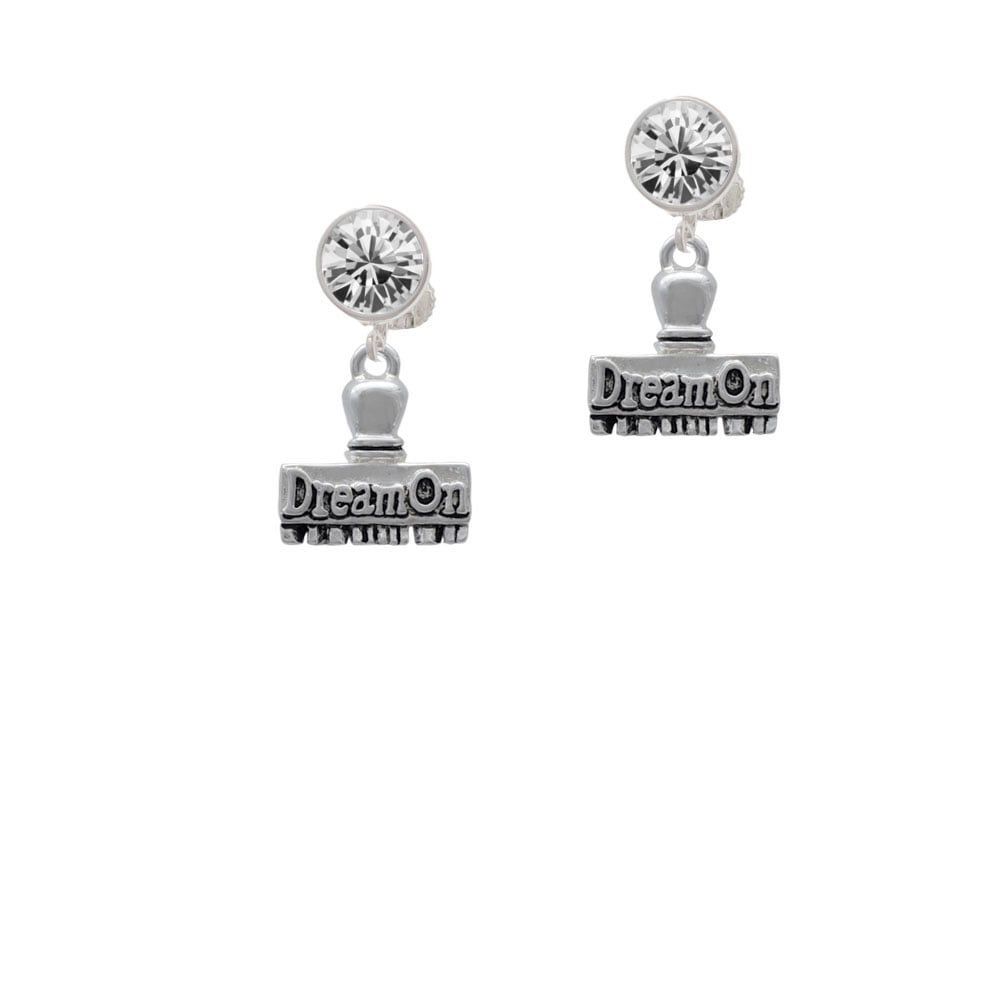 3-D Dream On Stamp Crystal Clip On Earrings Image 1