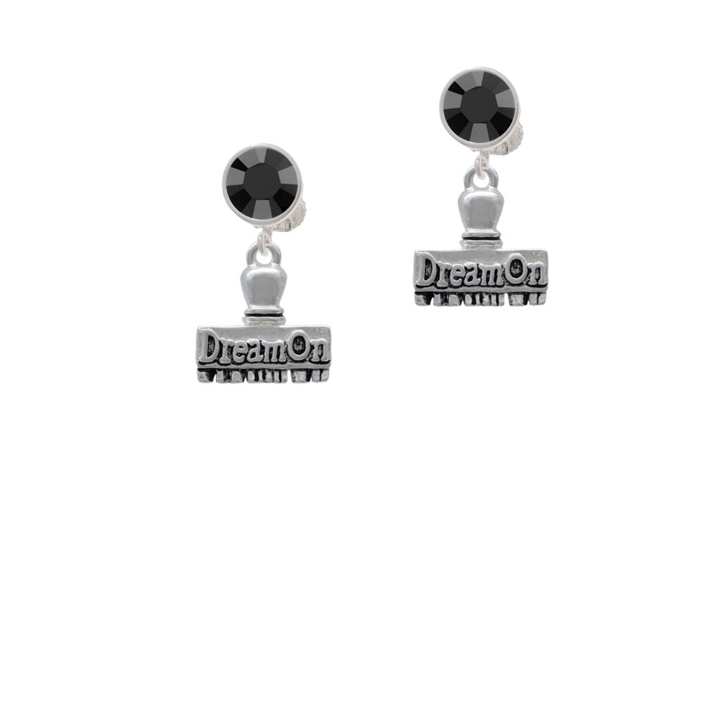 3-D Dream On Stamp Crystal Clip On Earrings Image 3