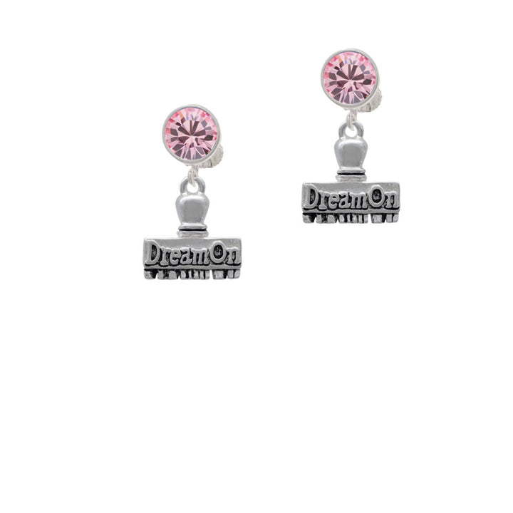 3-D Dream On Stamp Crystal Clip On Earrings Image 4