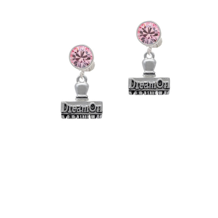 3-D Dream On Stamp Crystal Clip On Earrings Image 1