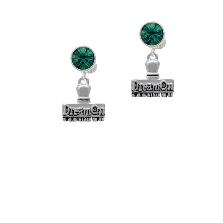 3-D Dream On Stamp Crystal Clip On Earrings Image 1