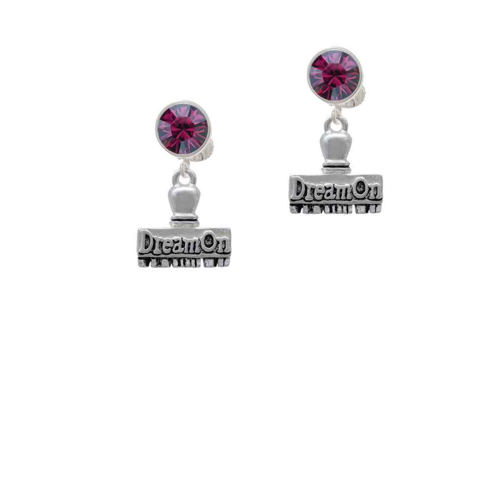 3-D Dream On Stamp Crystal Clip On Earrings Image 8