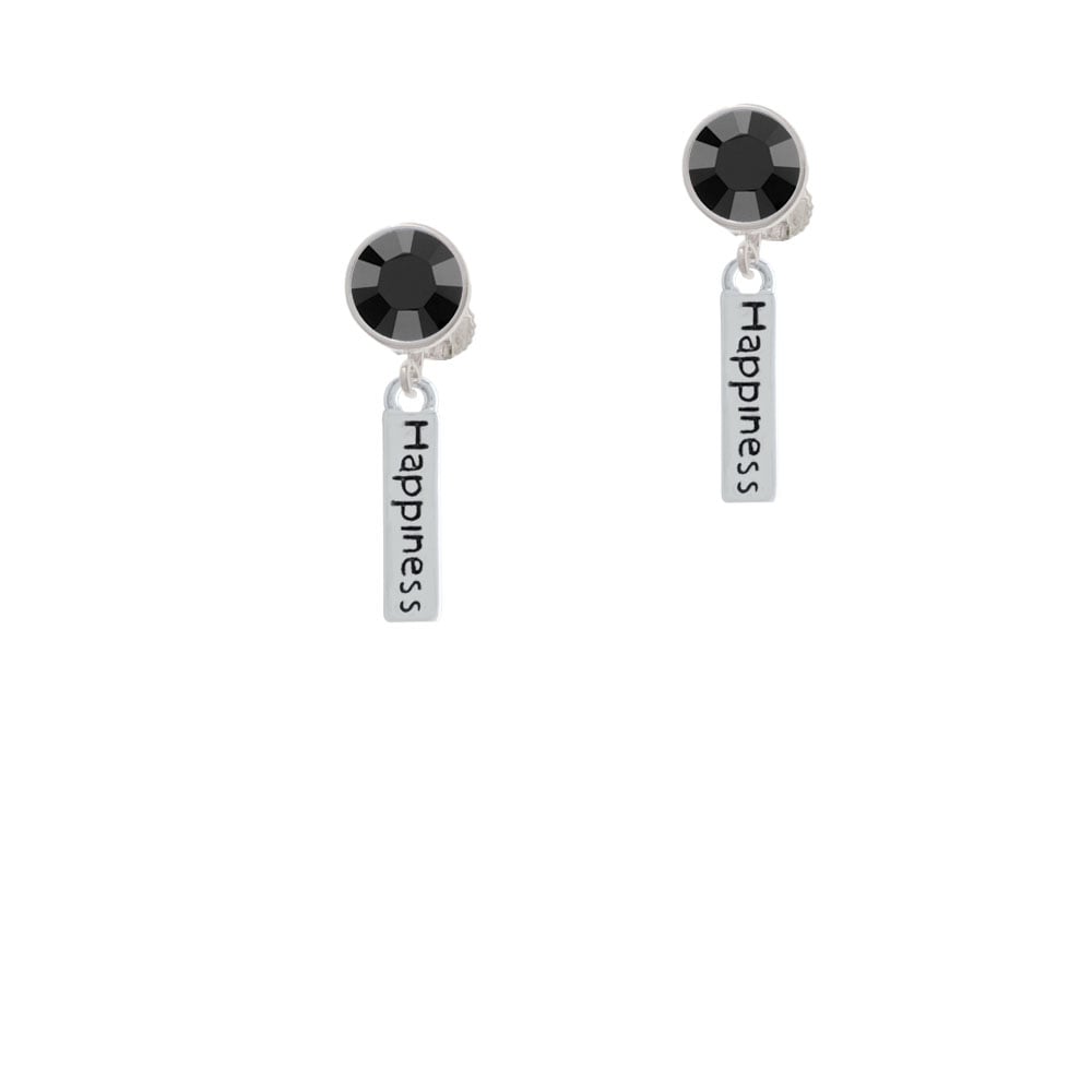 Happiness Rectangle Crystal Clip On Earrings Image 3