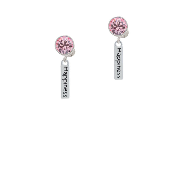 Happiness Rectangle Crystal Clip On Earrings Image 4