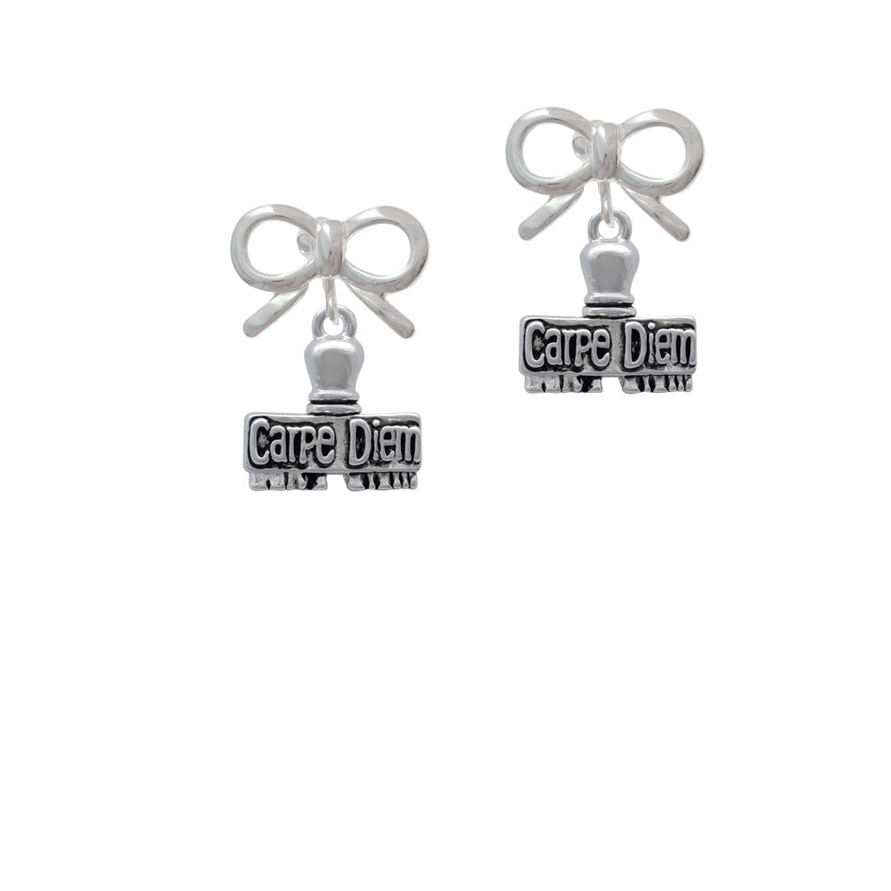 3-D Carpe Diem Stamp Crystal Clip On Earrings Image 9