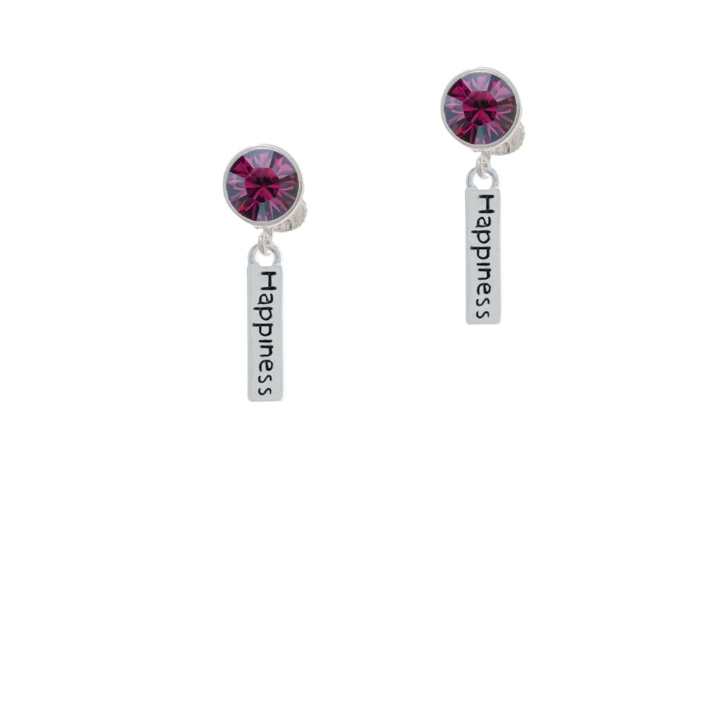 Happiness Rectangle Crystal Clip On Earrings Image 1