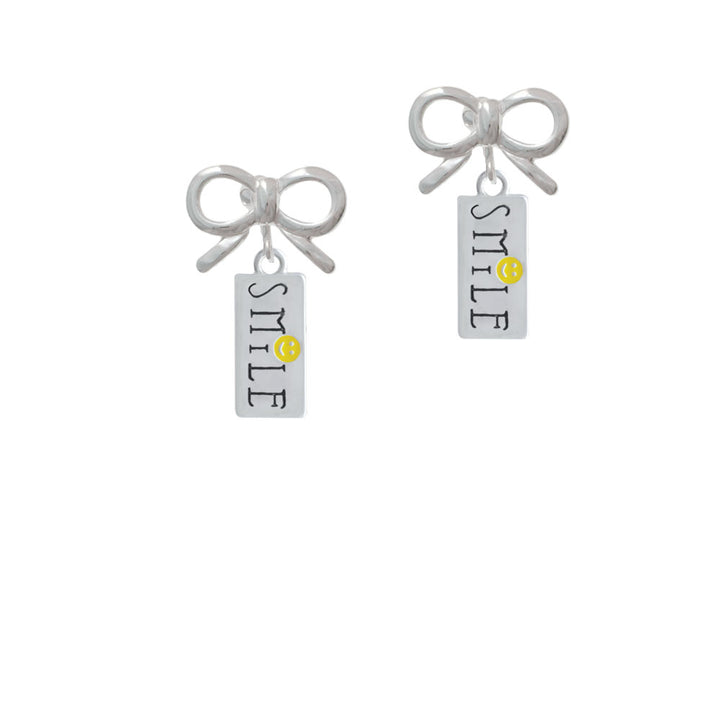 Smile with Smiley Face Rectangle Crystal Clip On Earrings Image 9