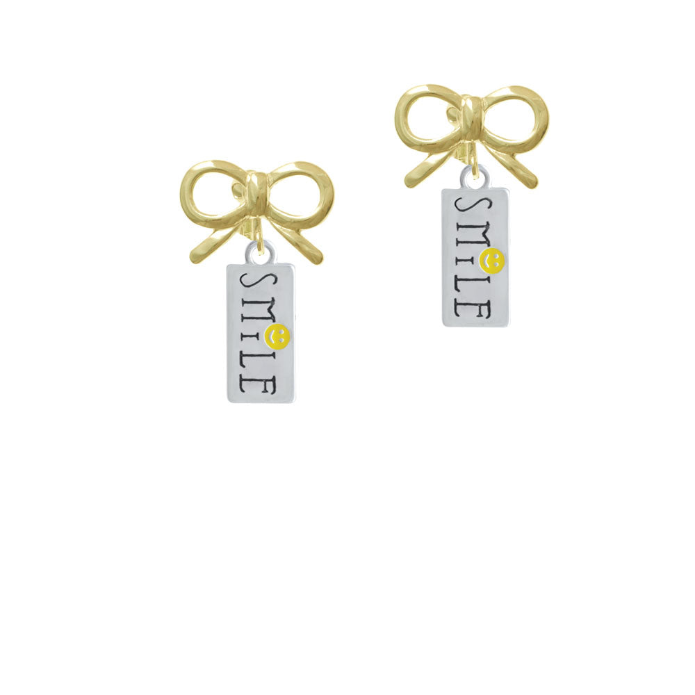 Smile with Smiley Face Rectangle Crystal Clip On Earrings Image 10