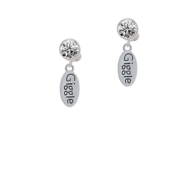 Giggle Oval Crystal Clip On Earrings Image 2