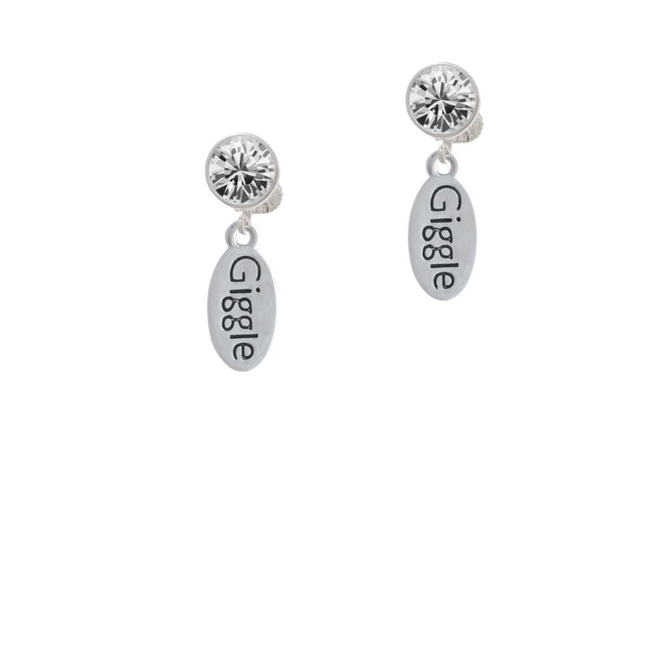 Giggle Oval Crystal Clip On Earrings Image 1