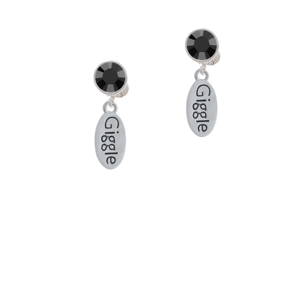 Giggle Oval Crystal Clip On Earrings Image 3