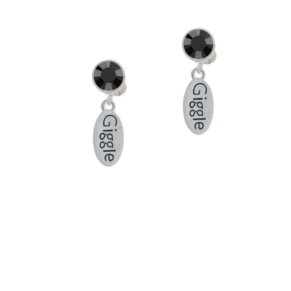 Giggle Oval Crystal Clip On Earrings Image 1