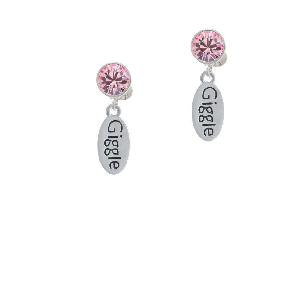 Giggle Oval Crystal Clip On Earrings Image 4