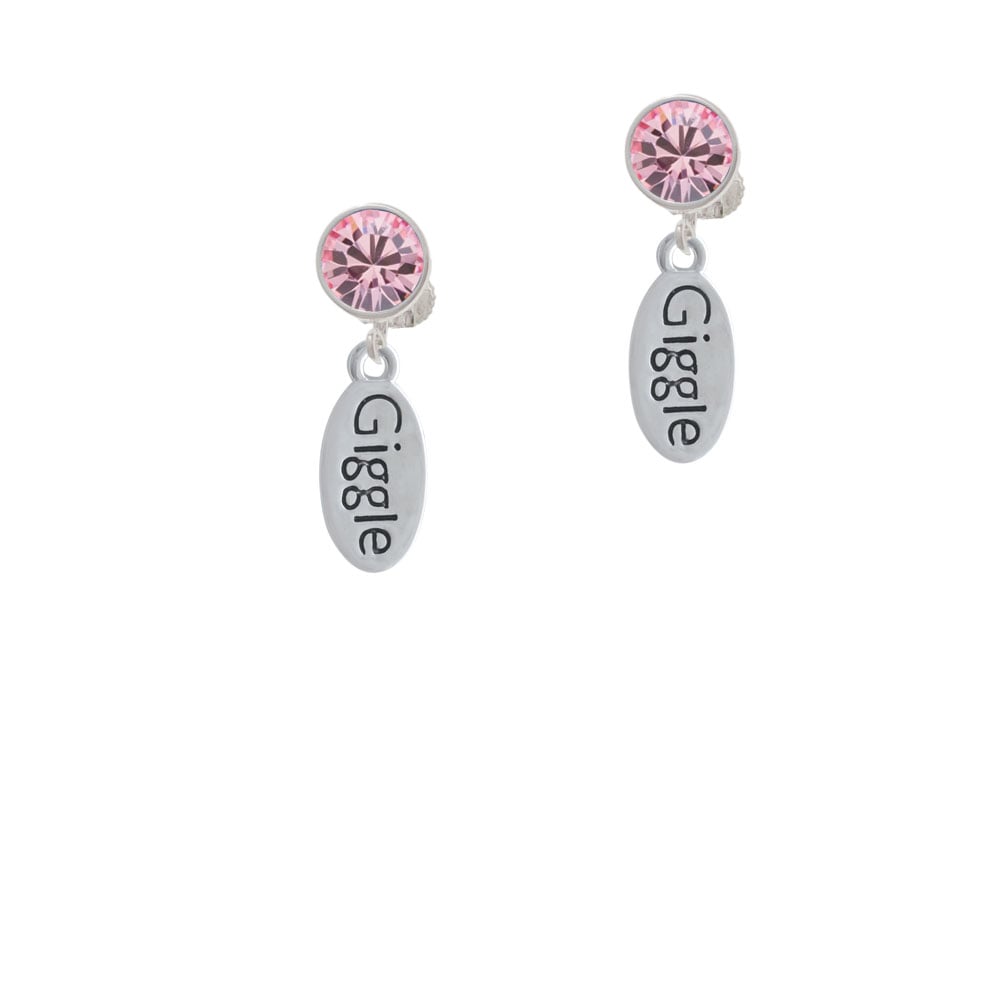 Giggle Oval Crystal Clip On Earrings Image 1