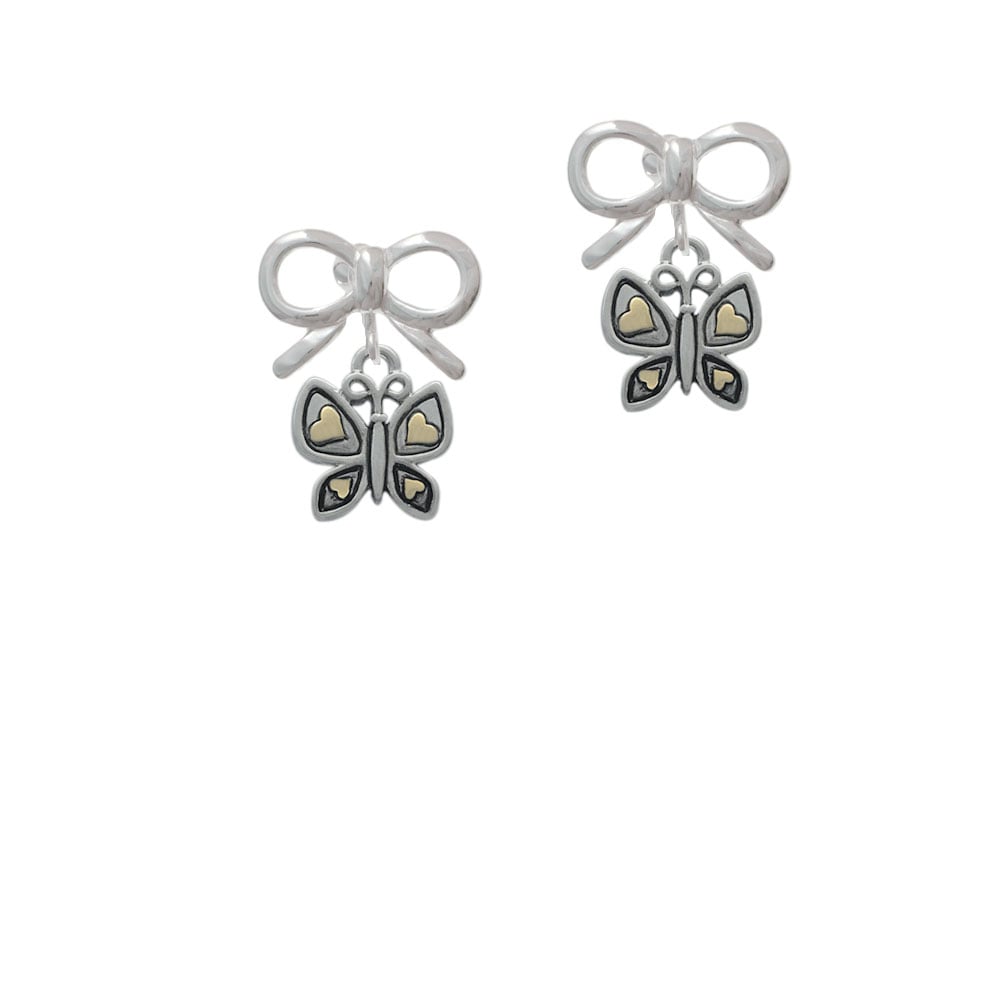 Butterfly with Gold Tone Hearts Crystal Clip On Earrings Image 9