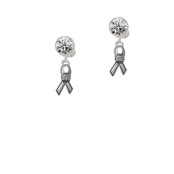 Ribbon with Softball Crystal Clip On Earrings Image 2