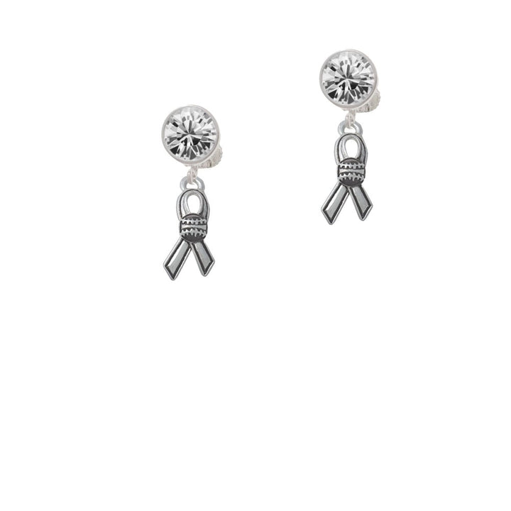 Ribbon with Softball Crystal Clip On Earrings Image 1