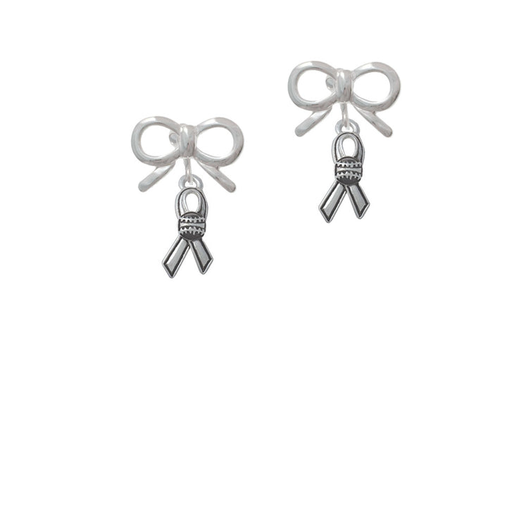 Ribbon with Softball Crystal Clip On Earrings Image 9