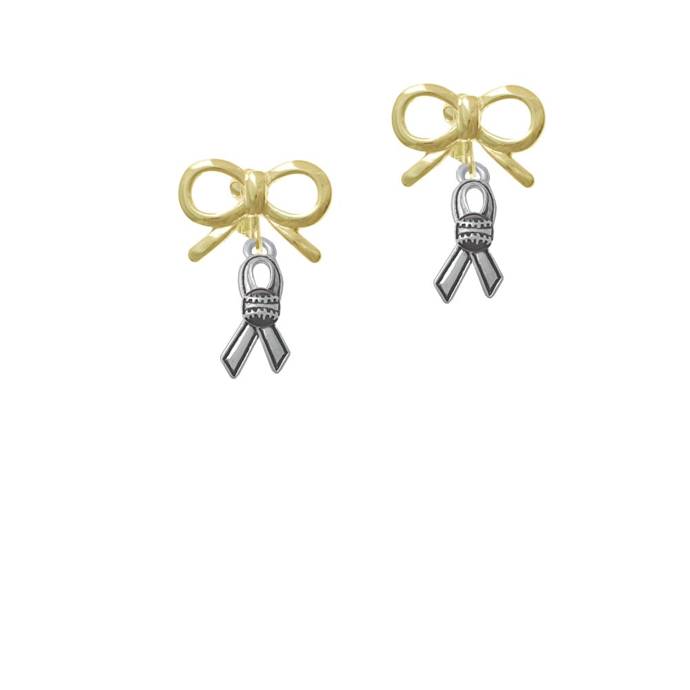 Ribbon with Softball Crystal Clip On Earrings Image 10