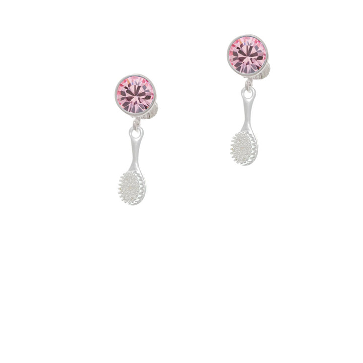 3-D Hair Brush Crystal Clip On Earrings Image 4