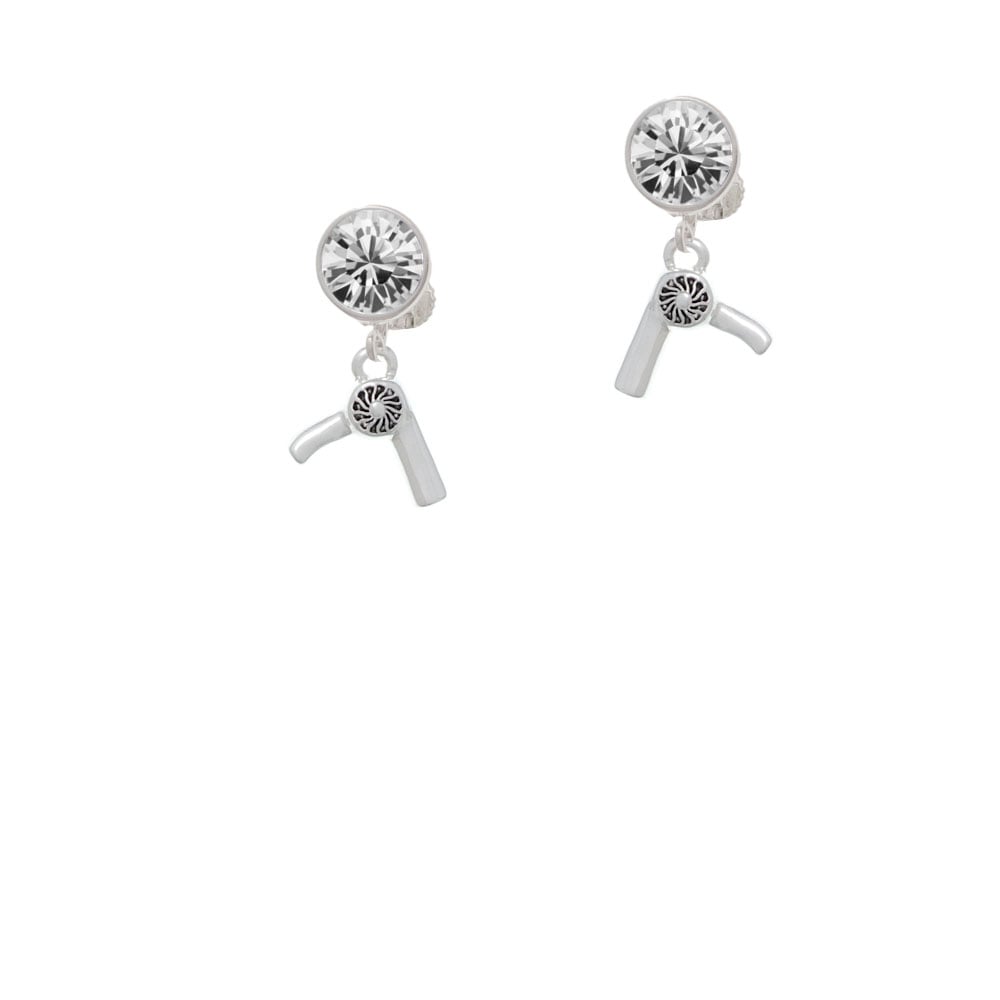 3-D Hair Dryer Crystal Clip On Earrings Image 1