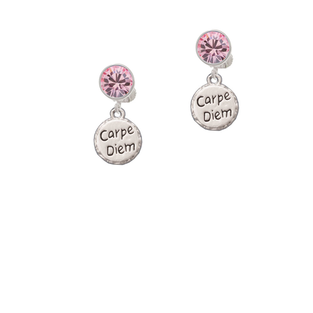 Carpe Diem Circle Crystal Clip On Earrings Image 4