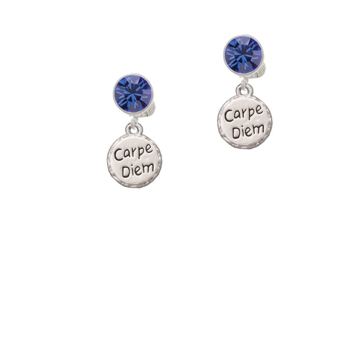 Carpe Diem Circle Crystal Clip On Earrings Image 1