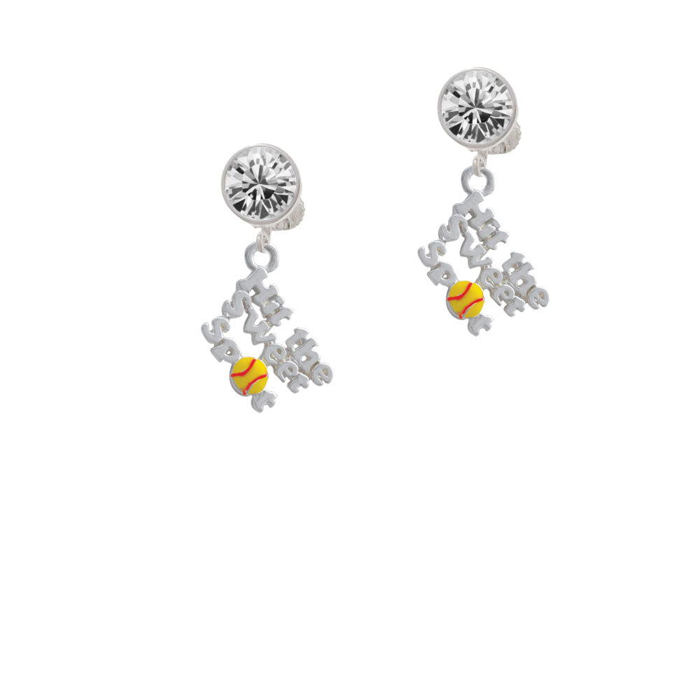 Hit the Sweet Spot with Yellow Softball Crystal Clip On Earrings Image 2