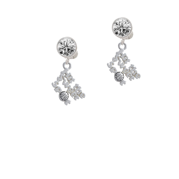 Hit the Sweet Spot with Softball Crystal Clip On Earrings Image 2