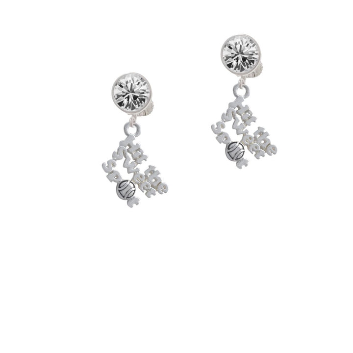 Hit the Sweet Spot with Softball Crystal Clip On Earrings Image 1