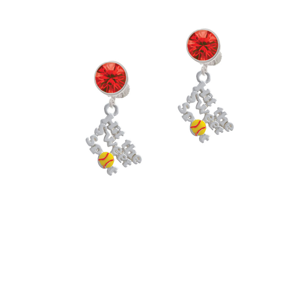 Hit the Sweet Spot with Yellow Softball Crystal Clip On Earrings Image 4