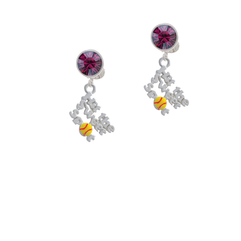 Hit the Sweet Spot with Yellow Softball Crystal Clip On Earrings Image 8