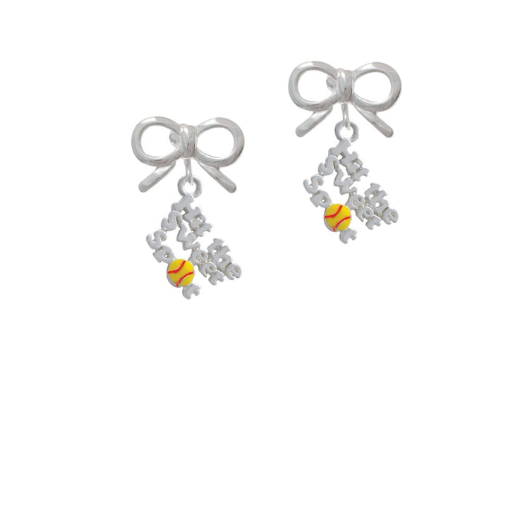 Hit the Sweet Spot with Yellow Softball Crystal Clip On Earrings Image 9