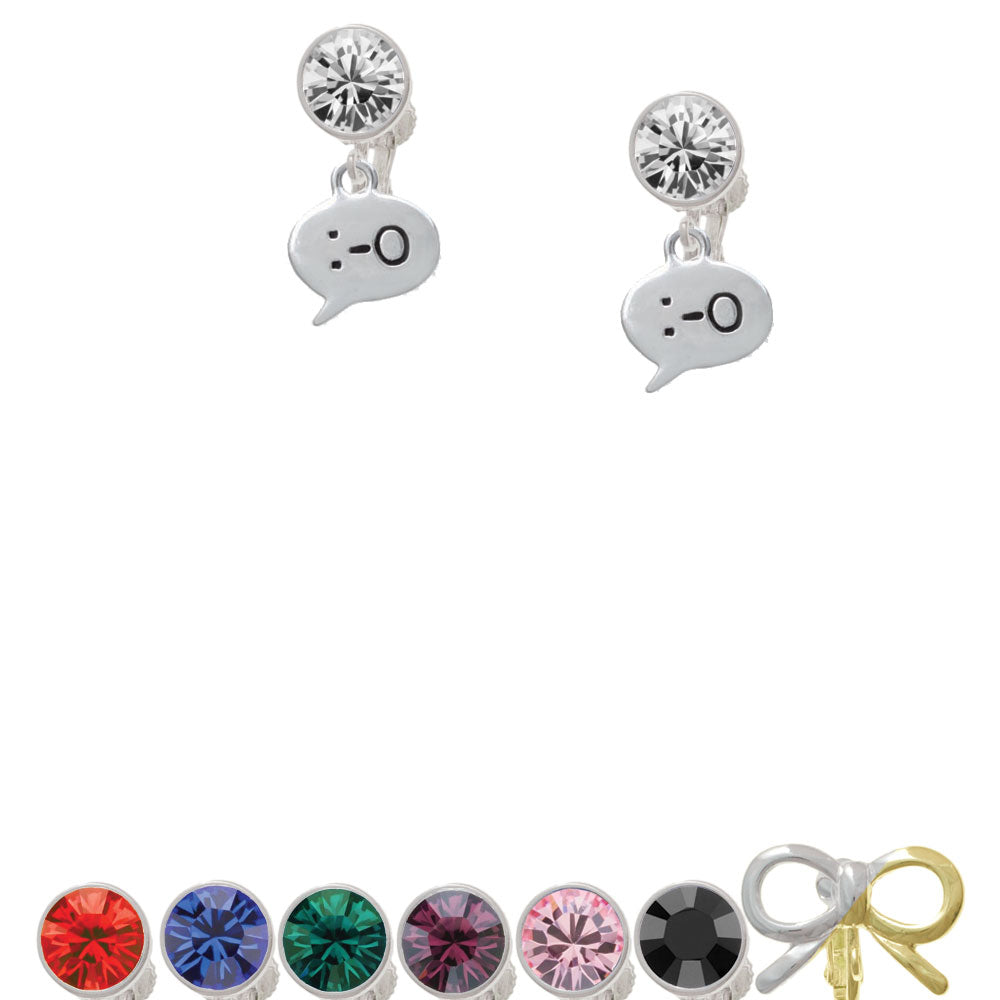 Emoticon :-O - Surprise - Crystal Clip On Earrings Image 1