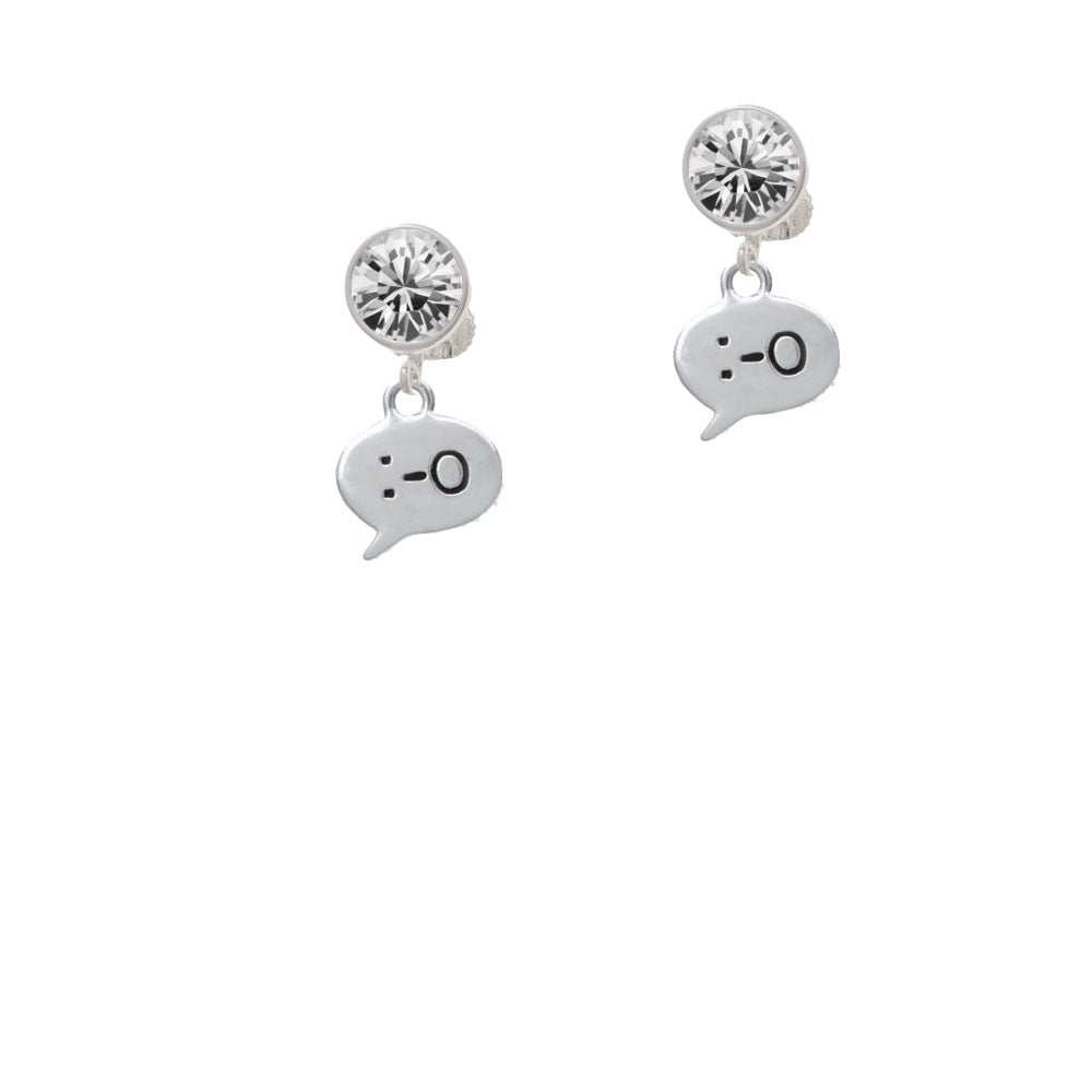 Emoticon :-O - Surprise - Crystal Clip On Earrings Image 2