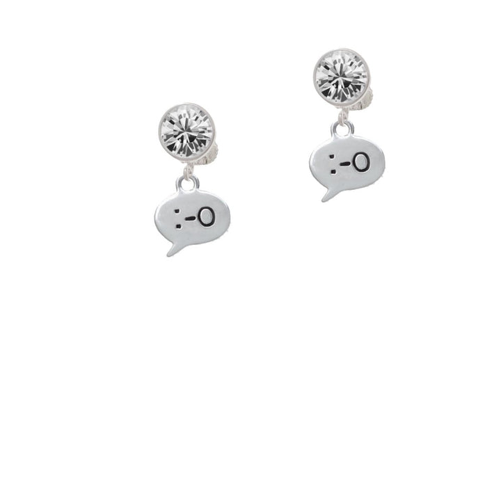 Emoticon :-O - Surprise - Crystal Clip On Earrings Image 1