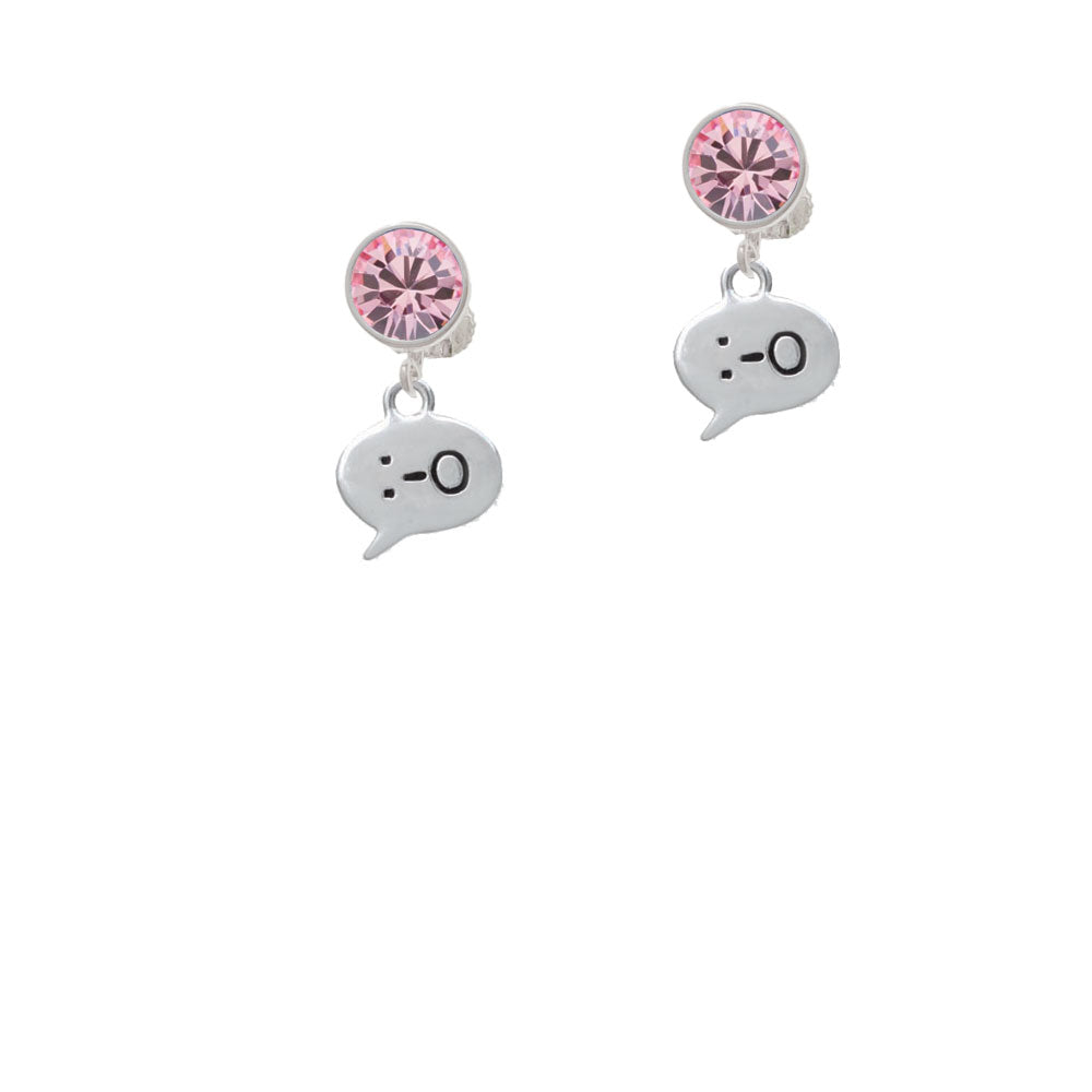 Emoticon :-O - Surprise - Crystal Clip On Earrings Image 4