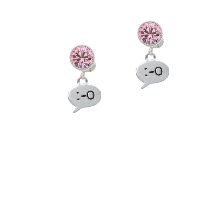 Emoticon :-O - Surprise - Crystal Clip On Earrings Image 1