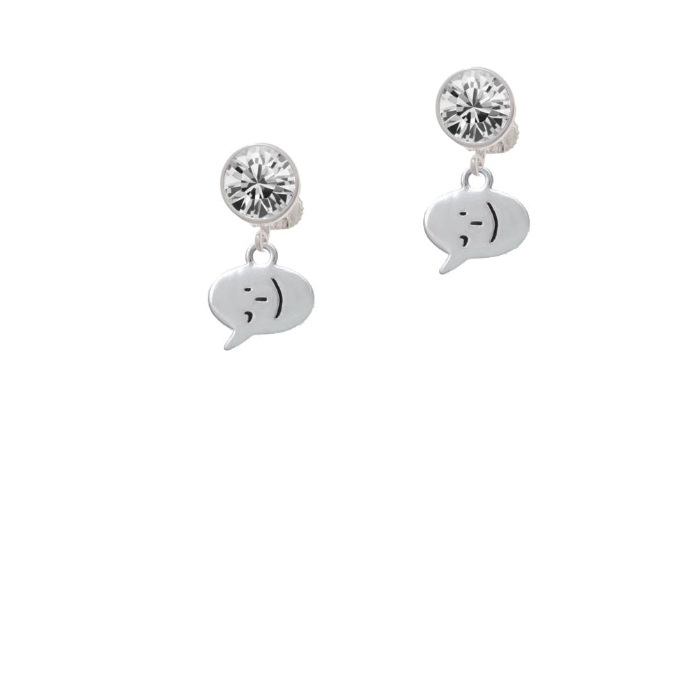 Emoticon :- ) - Winking - Crystal Clip On Earrings Image 2