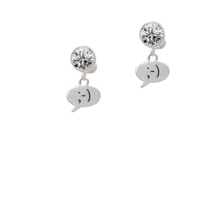 Emoticon :- ) - Winking - Crystal Clip On Earrings Image 1