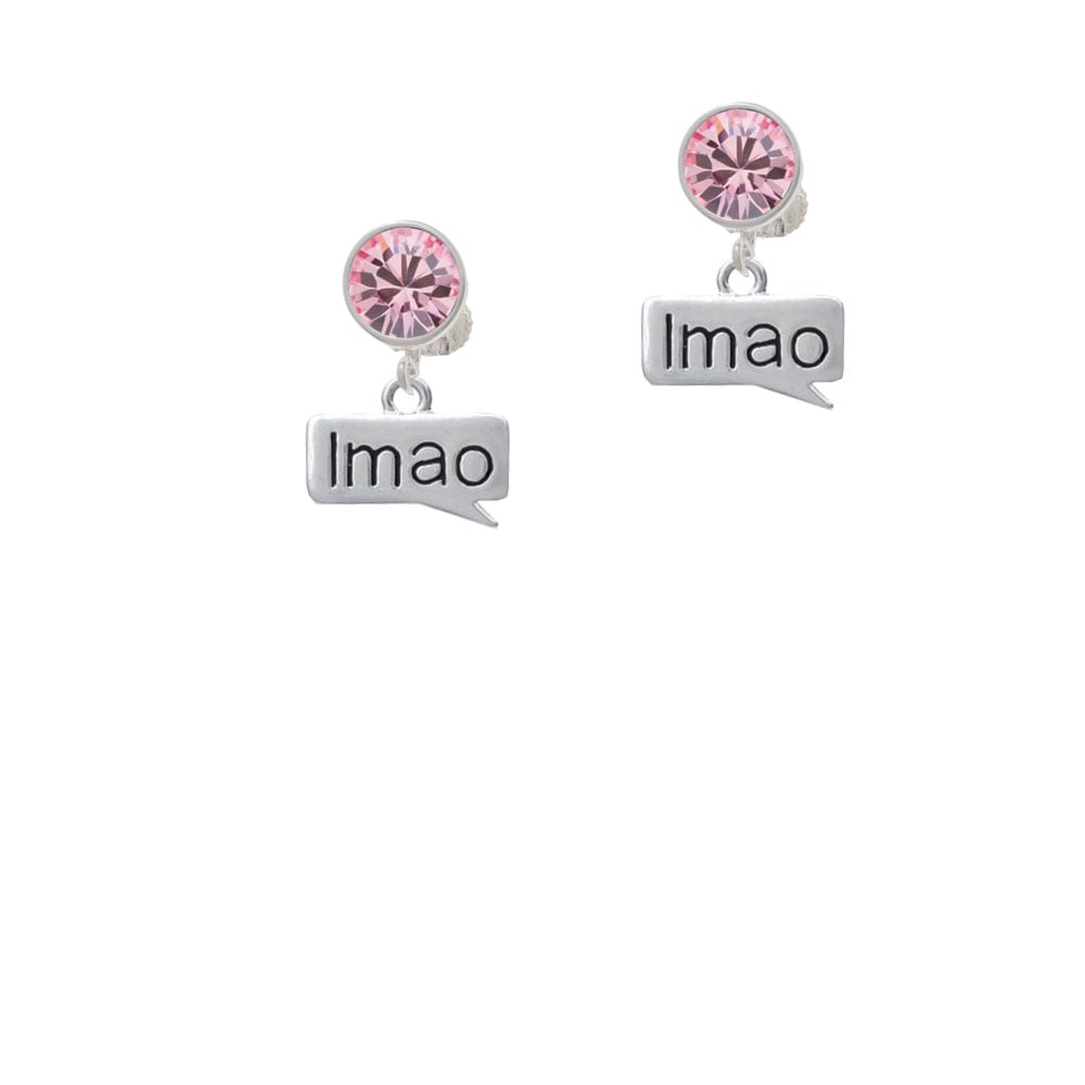 Text Chat - lmao - Laughing My A Off - Crystal Clip On Earrings Image 1