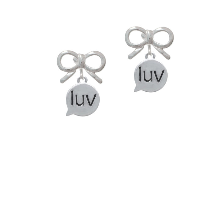 Text Chat - luv - Love - Crystal Clip On Earrings Image 9