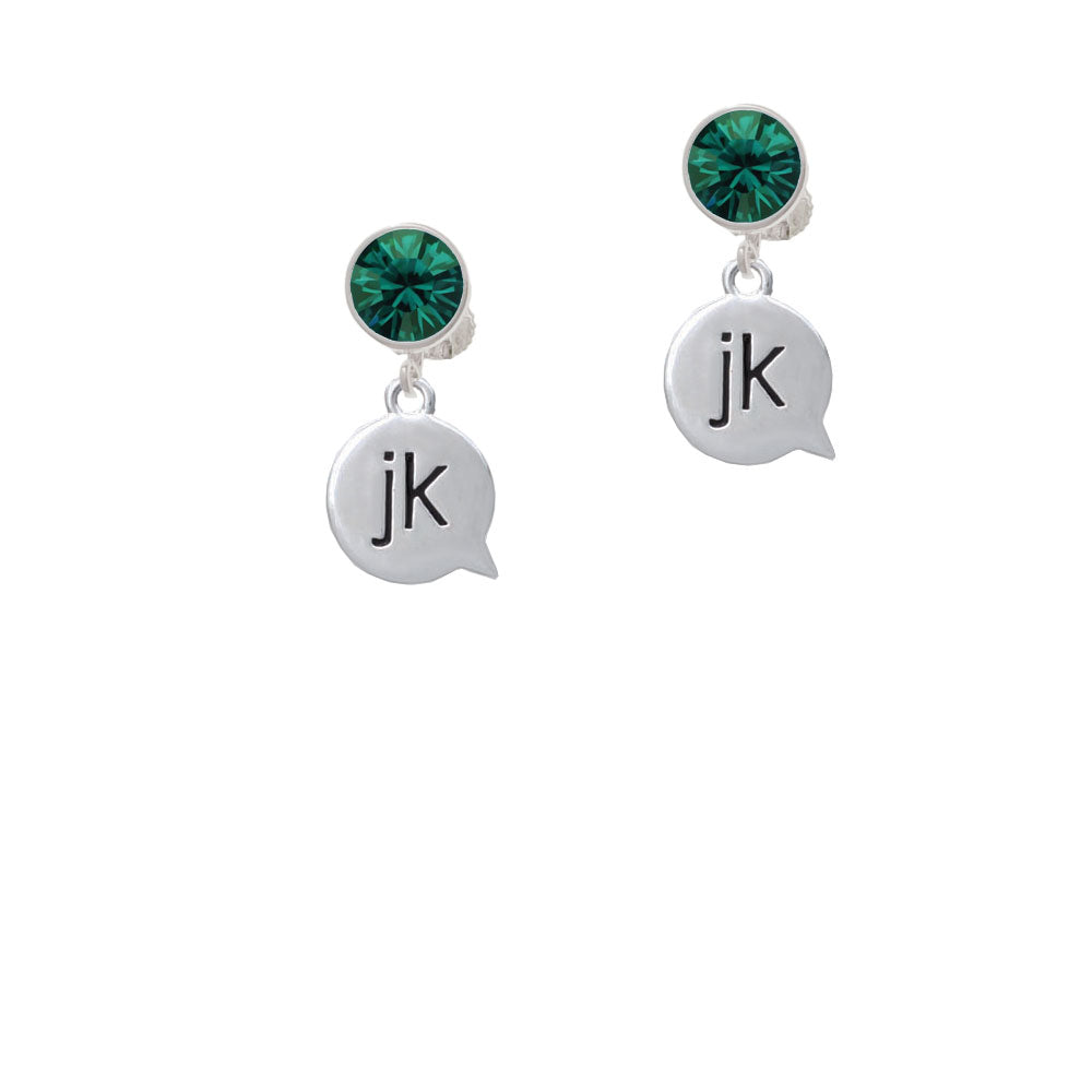 Text Chat - jk - Just Kidding - Crystal Clip On Earrings Image 6