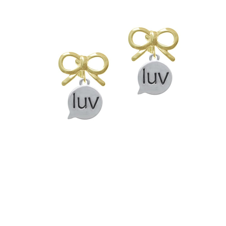 Text Chat - luv - Love - Crystal Clip On Earrings Image 10