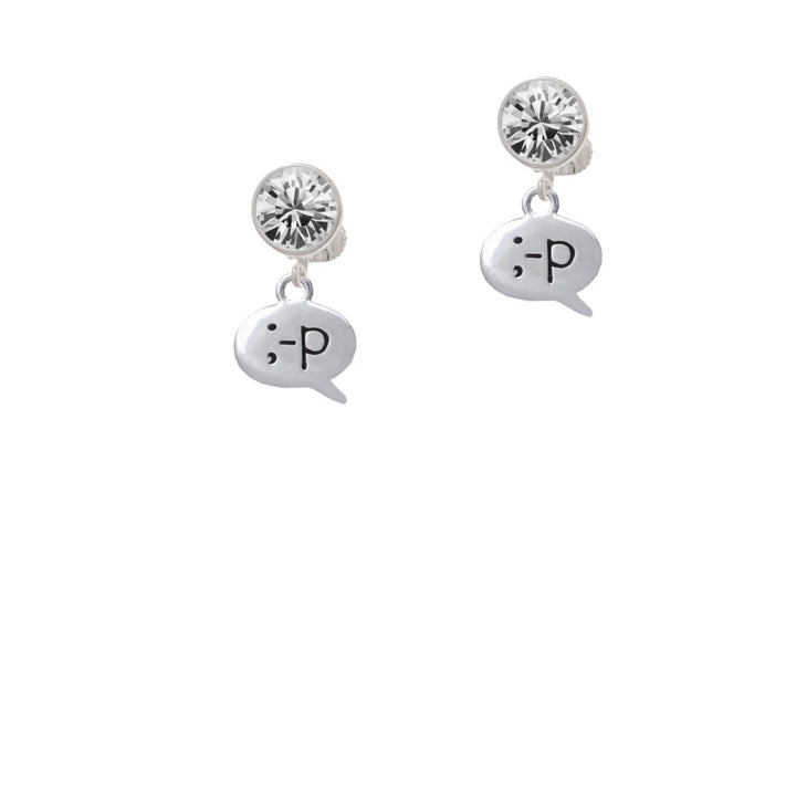 Emoticon :-P - Cheeky - Crystal Clip On Earrings Image 2