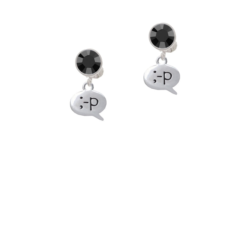 Emoticon :-P - Cheeky - Crystal Clip On Earrings Image 3